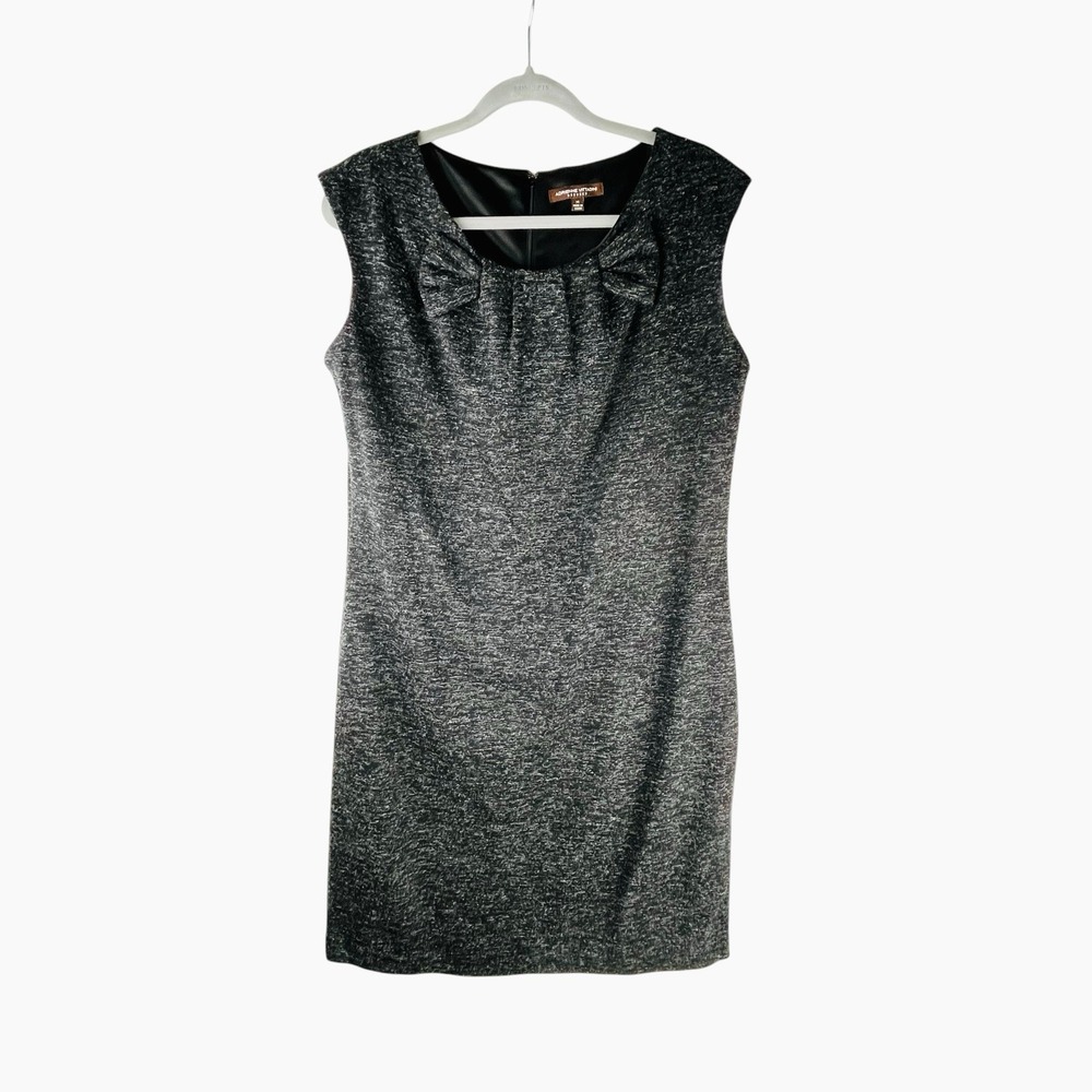 Adrienne Vittadini Gray Shift Dress Sz 14 Sleeveless Pullover Textured Heather